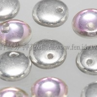 捷克扁圓邊洞珠6mm銀彩/粉紫晶雙面色-10個
