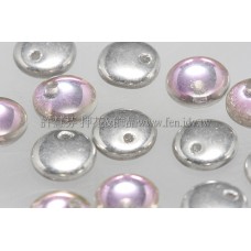 捷克扁圓邊洞珠6mm銀彩/粉紫晶雙面色-10個