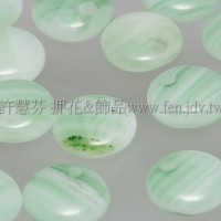 捷克扁圓邊洞珠6mm翡翠綠/乳白漸層混合-10個