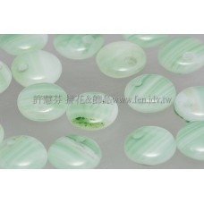 捷克扁圓邊洞珠6mm翡翠綠/乳白漸層混合-10個