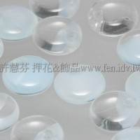 捷克扁圓邊洞珠6mm嬰兒藍/透明漸層混合-10個