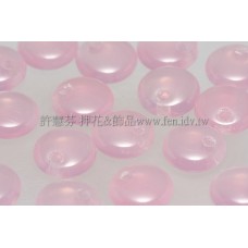 捷克扁圓邊洞珠6mm蛋白玫瑰粉紅-10個