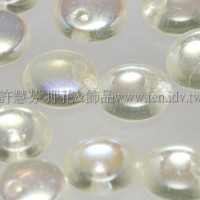 捷克扁圓邊洞珠6mm珠光亮黃色-10個