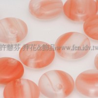 捷克扁圓邊洞珠6mm霧面白/菊紅色漸層混合色-10個