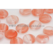 捷克扁圓邊洞珠6mm霧面白/菊紅色漸層混合色-10個