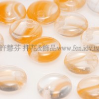 捷克扁圓邊洞珠6mm透明/菊色漸層混合色-10個