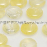 捷克扁圓邊洞珠6mm透明/黃色漸層混合色-10個