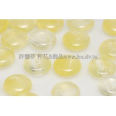 捷克扁圓邊洞珠6mm透明/黃色漸層混合色-10個