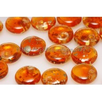 捷克扁圓邊洞珠6mm金砂點/波斯菊色-10個