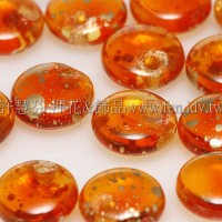 捷克扁圓邊洞珠6mm金砂點/波斯菊色-10個