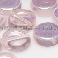 捷克扁圓珠8mm炫光-玫瑰淺粉雙面色-10個