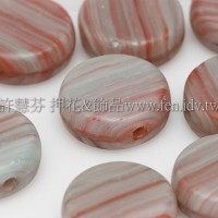 捷克扁圓珠8mm漸層條紋-岩石灰綠-紅混合色-10個