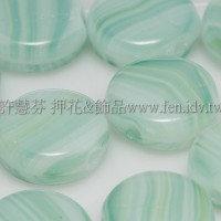 捷克扁圓珠8mm漸層條紋-牛奶白-果綠混合色-10個