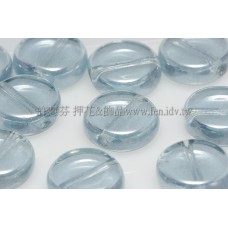 捷克扁圓珠8mm珠光海藍色-10個