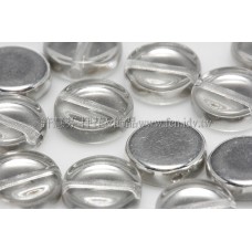 捷克扁圓珠8mm炫光銀彩-透明水晶雙面色-10個