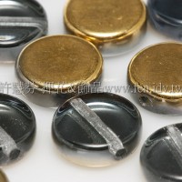 捷克扁圓珠8mm炫光金彩-灰鑽石雙面色-10個