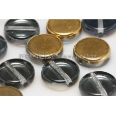 捷克扁圓珠8mm炫光金彩-灰鑽石雙面色-10個