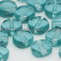 捷克扁圓珠5mm水鴨藍綠-20個