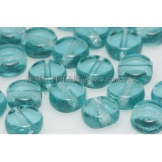 捷克扁圓珠5mm水鴨藍綠-20個