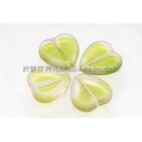 15X15mm捷克心形珠-透明-森林綠漸層混合色-5個