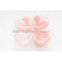 15X15mm捷克心形珠-透明-水蜜桃紅漸層混合色-5個