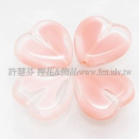 15X15mm捷克心形珠-透明-水蜜桃紅漸層混合色-5個