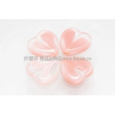 15X15mm捷克心形珠-透明-水蜜桃紅漸層混合色-5個