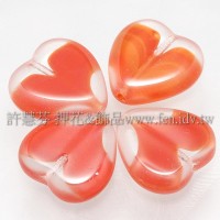 15X15mm捷克心形珠-透明-紅漸層混合色-5個