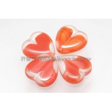 15X15mm捷克心形珠-透明-紅漸層混合色-5個