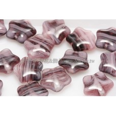 捷克五角星星珠8mm漸層條紋-膚紅-葡萄紫-透明-10個