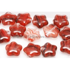 捷克五角星星珠8mm漸層條紋-紅-黑-透明-10個