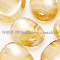 捷克扁圓扭轉珠9x12mm含羞草黃x白漸層混合-10個