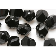 捷克圓形珠-切角-8mm黑玉色-10個