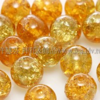 捷克圓形珠6mm冰裂柿子菊-黃混合色