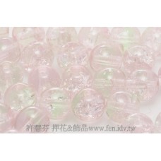 捷克圓形珠6mm冰裂淺粉紅-透明水晶混合色
