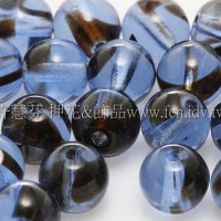 捷克圓形珠6mm寶藍黑色