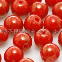 捷克圓形珠6mm珍珠光紅蕃茄色
