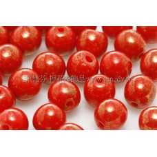 捷克圓形珠6mm珍珠光紅蕃茄色
