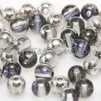 捷克圓形珠4mm銀彩七彩水晶光雙面色-50個