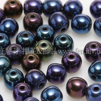 捷克圓形珠4mm紫-綠-藍混合金屬光珠-50個