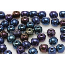 捷克圓形珠4mm紫-綠-藍混合金屬光珠-50個