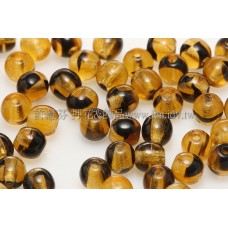 捷克圓形珠4mm琥珀-咖啡黑混合色-50個