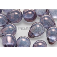 6X8mm捷克水滴形珠-紫色水晶珠光色 -20個