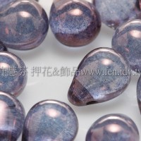 6X8mm捷克水滴形珠-紫色水晶珠光色 -20個