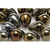 6X8mm捷克水滴形珠-愛麗絲炫彩金咖啡-20個
