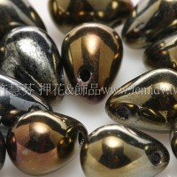 6X8mm捷克水滴形珠-愛麗絲炫彩金咖啡-20個