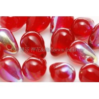 6X8mm捷克水滴形珠-泰國紅寶石水晶珠光色-20個