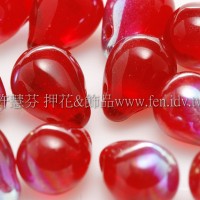 6X8mm捷克水滴形珠-泰國紅寶石水晶珠光色-20個