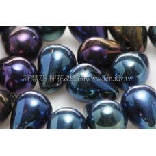 6X8mm捷克水滴形珠-紫-藍-綠-可可金炫彩混合色-20個