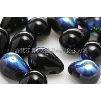 6X8mm捷克水滴形珠-炫彩黑玉色-20個